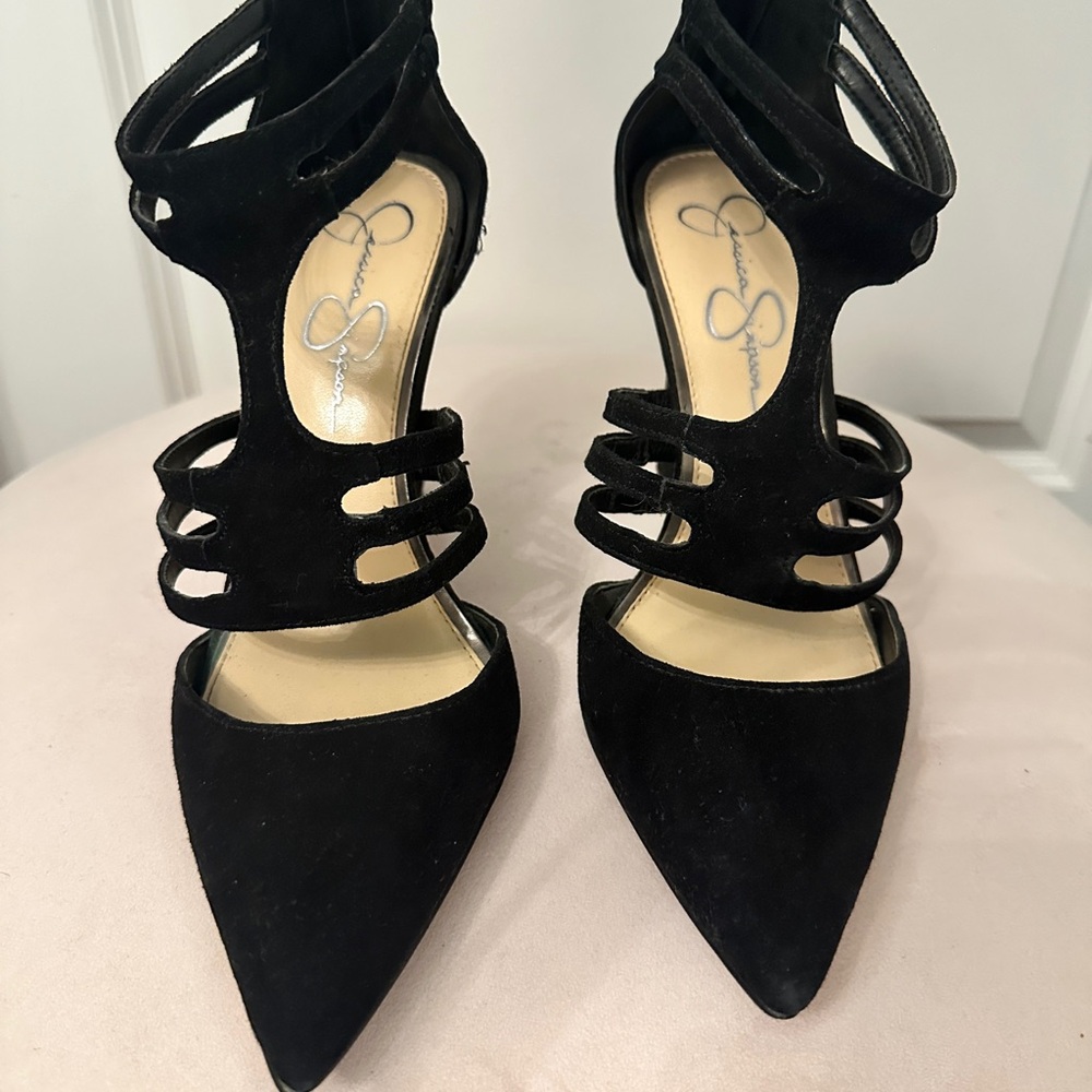 Black Stiletto Heels with Intricate Straps